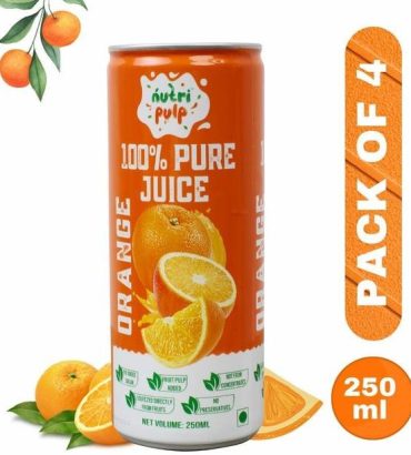 Nutripulp 100% Orange Juice with Pulp, Pack Of 4 Cans