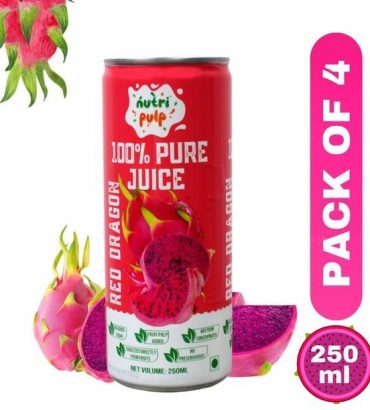 Nutripulp 100% Pure Red Dragon Fruit Juice, Pack of 4 Can