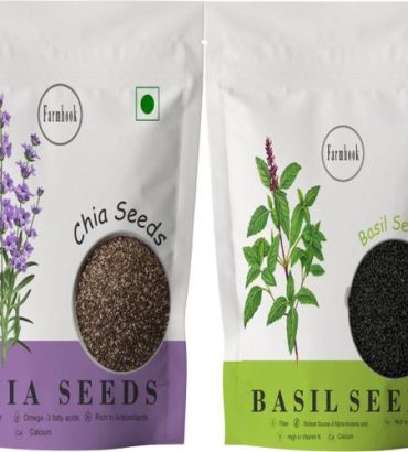 Farmhook organic Raw Basil Sabja & Chia Seeds for weigh...