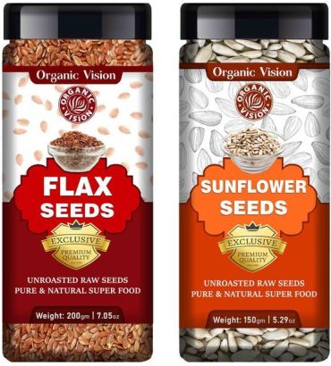 Organic Vision Combo pack of Brown Flax Seeds and Sunfl...
