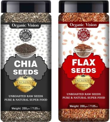 Organic Vision Combo pack of Chia Seeds and Brown Flax ...