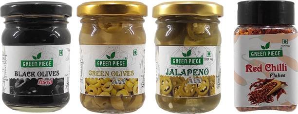 GREEN PIECE Black Olives, Green Olives, Jalapeno Sliced