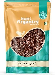 NutriOrganics Flax Seeds 1kg - Raw Unroasted Flaxseed Alsi Seeds for Eating Weight Loss Hair Growth, Diet Snack food