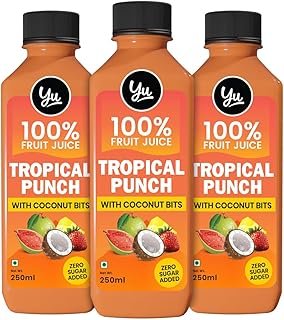 Yu Foodlabs 100% Fruit Juice-Tropical Punch-Mixed Fruit Juice With Coconut Bits-Pack