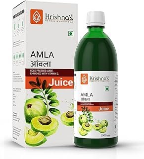 Krishna's Amla Juice - 1000 ml | Fresh cold pressed Amla Juice | Helps Boosts Skin and Hair Health | Helps Detox | Rich in Vitamin C | Natural Immunity Booster