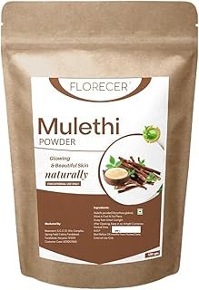 Florecer Mulethi Powder For Face, Hair | Organic Yashtimadhu Powder, Liquorice (Licorice) Powder for Skin - 100 Gram