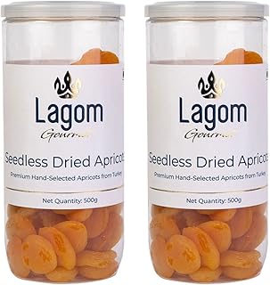 Lagom Gourmet Seedless Dried Apricots 1 kg | Sun Dried | No Added Sugar | Gluten Free | Vegan | Plant Based | Non GMO | Dry Fruits