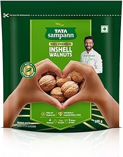 Tata Sampann Inshell Walnuts/Akhrot, 100% Premium Quality, Rich in Protein, Dietary Fibre & Magnesium, Source of Phosphorus, Naturally Cholesterol Free, Nutritious Snack, 500g