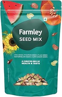 Farmley Seeds Mix, 160g each Edible Seed I Healthy Diet Snacks | 100% Natural and Roasted Chia + Pumpkin + Flax + Watermelon + Sunflower Seeds