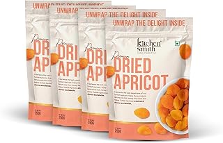 KitchenSmith Dried Apricot - Pack of 4 (250gm Each) | Exotics Apricots Dry Fruits, Dry Apricot, Seedless Apricots & Jardalu | Naturally Sourced, No Added Sugar, Rich In Vitamins & Juicy