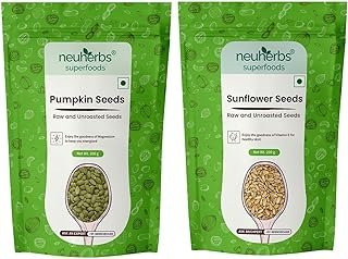Neuherbs Organic Sunflower & Pumpkin Whole Seeds Combo for Healthy heart, Restful sleep, Boosted energy and Weight management- (Sunflower Seeds 200g + Pumpkin Whole Seeds 200g)