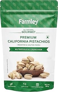 Farmley Premium California Roasted Salted Pistachios | 200 g | Pista, Dry Fruits, Pistachios, Nutritious & Crunchier Pista Nuts, Tasty & Healthy Snacks (Pack of 1)