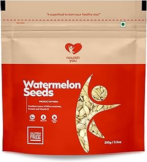 NOURISH YOU Raw Watermelon Seeds For Eating-100g| Magaj Seeds Pack Tarbuj Beej Rich In Protein Potassium Magnesium&Iron| Raw Seeds For Eating Diet Food(Pack Of 1 X100Gm)