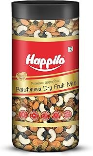 Happilo Classic Panchmewa Dry Fruit Mix 450g Jar| I Fit for Fasting | Healthy Snacks Mixed Nuts Dates | Golden Raisins | Afghan Raisins | Cashews | California Almonds