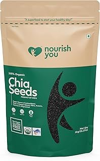 Nourish You Chia Seeds 1Kg - 100% Clean Chia Seeds for Eating | Certified Organic | Seeds for Weight Management | Rich in Calcium, Protein & Fiber, Omega 3 and Antioxidant | Healthy Snacks