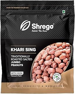 SHREGO Peanut Plus Khari Sing Traditionally Roasted Salted Jumbo Peanuts, Snack and Namkeen, Vacuum Packed (360 Gm)