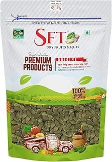 SFT Pumpkin Seeds, 1 Kg, Rich in Protein, Dietary Fibre, Magnesium & Phosphorus, Raw & Unroasted Pumpkin Seeds, Source of Iron & Zinc, Handpicked Seeds, Resealable Pack