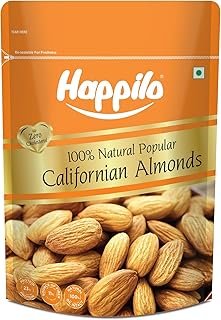 Happilo Natural Popular Californian Almonds 400g | Real Nuts | High in Fiber | Badam Giri | Rich in Protein | Magnesium | Phosphorus | Dietary Fibre | Nuts & Dry Fruits | Gluten Free & Zero Cholesterol
