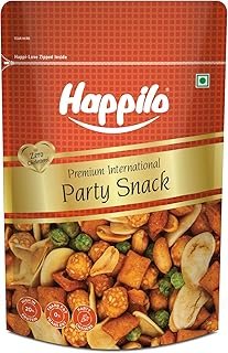 Happilo Party Snack 160g, Peanuts, Green Peas, Broad Beans, Crunchy and Flavorful, On-the-Go Snack