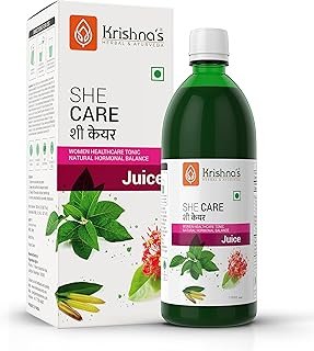 KRISHNA'S HERBAL & AYURVEDA She Care Juice 1000ml, Herbal Supplement for Hormonal Balance, PCOS, PCOD, Period Pain Relief, Hair and Skin Health | Women Wellness Juice