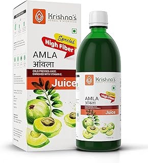 Krishna's Herbal & Ayurveda Premium Amla High Fibre Juice | Natural Immunity Booster | Rich in Vitamin C - 1 l (Pack of 1)
