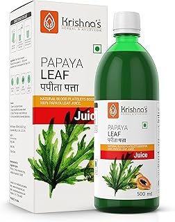 Krishna's Papaya Leaf Juice - 500 ml | Fresh Papaya Leaves| Helps to boost platelets count