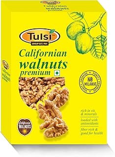 Tulsi California Walnut Kernels Premium 200g | Light Colored Halves | Large Size | Rich in Omega-3 | Akhrot Giri | Delightful Snack | Without Shell | Brain Food | Crunchy Nuts | Rich in Dietary Fiber