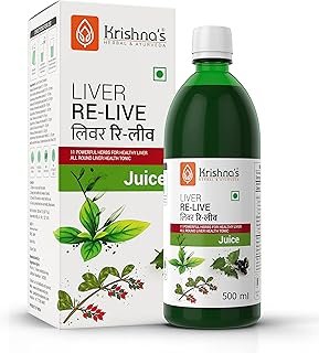 KRISHNA'S HERBAL & AYURVEDA Liver Re-Live Juice 1000 ml | Healthy Liver | Strengthens the digestive system | Goodness of 11 powerful herbs like Makoy, Harshringar, Daru Haridra | Sugar free Juice