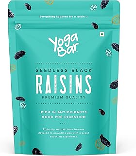 Yogabar Premium Black Raisins 500 grams| Kishmish |100% Fresh Pure Seedless Kismis Raisins|Munakka Dry Fruit|Rich in Iron, Fibre, Potassium & Boosts Immunity |Healthy Snacks|Dry Fruit Gift Pack