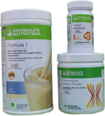 HERBALIFE FORMULA 1 MIX KULFI SHAKE 500G AND PROTEIN POWDER 200G PEACH AFRESH 50G