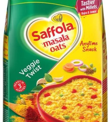 Saffola Masala Oats|Veggie Twist |Anytime Snack |Ready